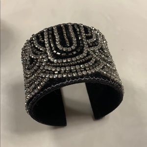 Black Felt Rhinestone Bracelet